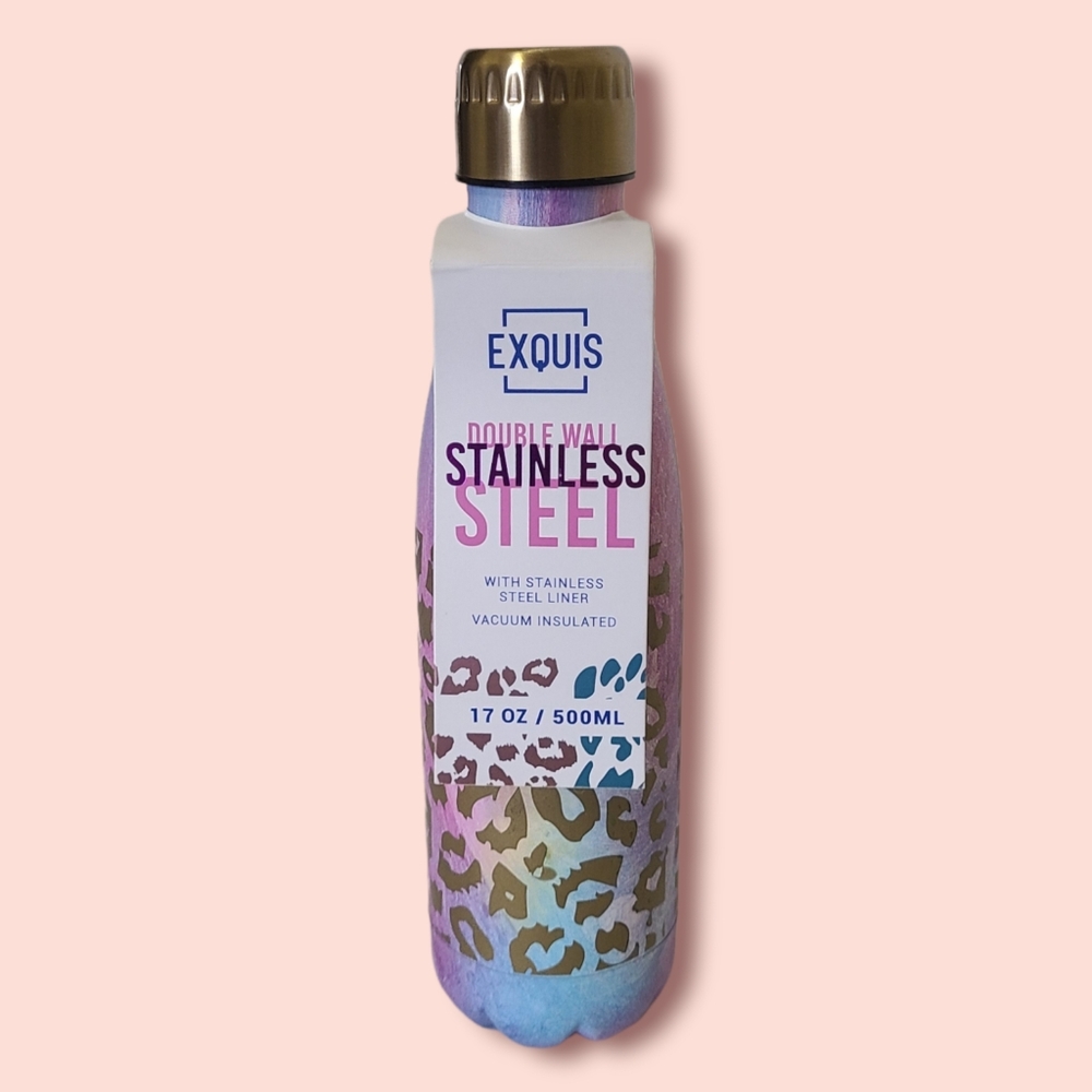Exquis Iridescent Leopard Insulated Tumbler – Rainbow Gradient Travel Mug (New)